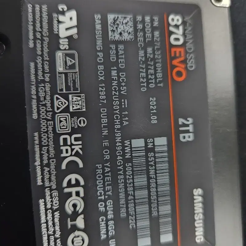 삼성전자 870 EVO 2TB SSD