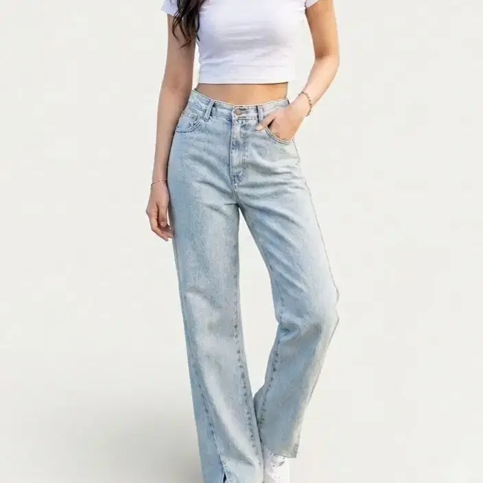 여성 연청 부츠컷 데님 팬츠