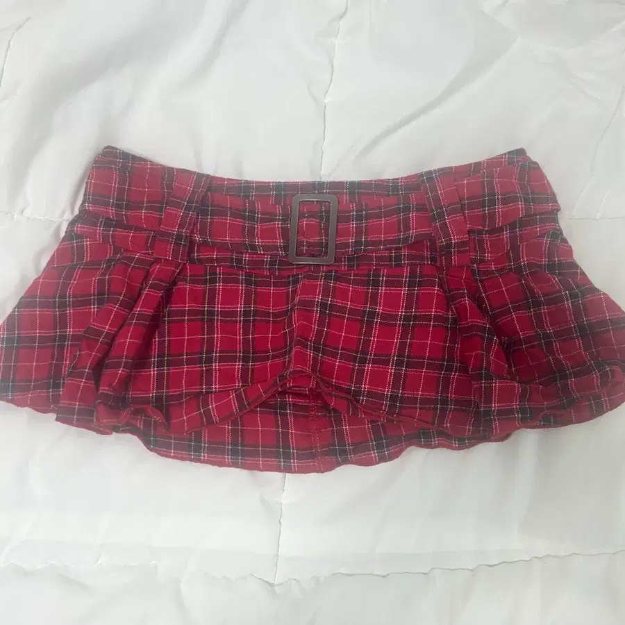 브랜디멜빌 레드 체크무늬 마이크로 미니 스커트