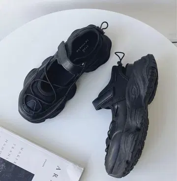 AS KNOW AS plus 통굽 스니커즈 메쉬 블랙 샌들 M