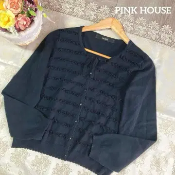 핑크하우스 PINK HOUSE 피코 프릴 리본 가디건 블랙