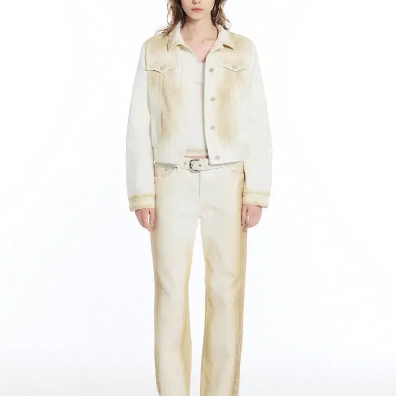 세릭 BRUSH DYEING DENIM PANTS / IVORY