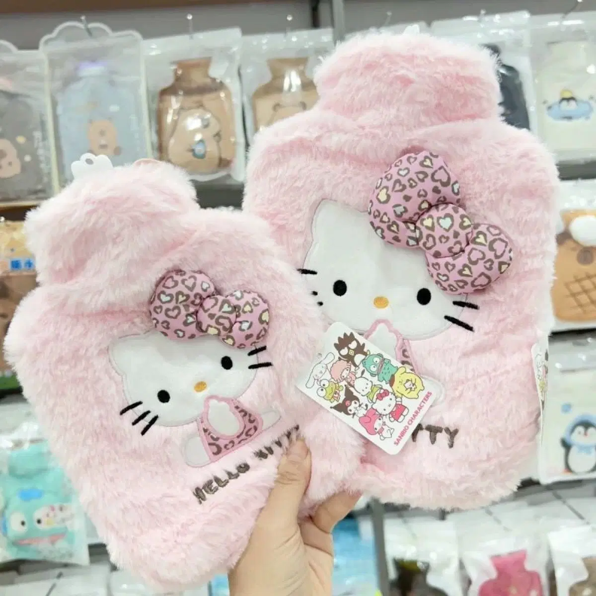 (새) 산리오 호피 헬로키티 보온 물주머니 온수팩 보온팩 핫팩 1000mL