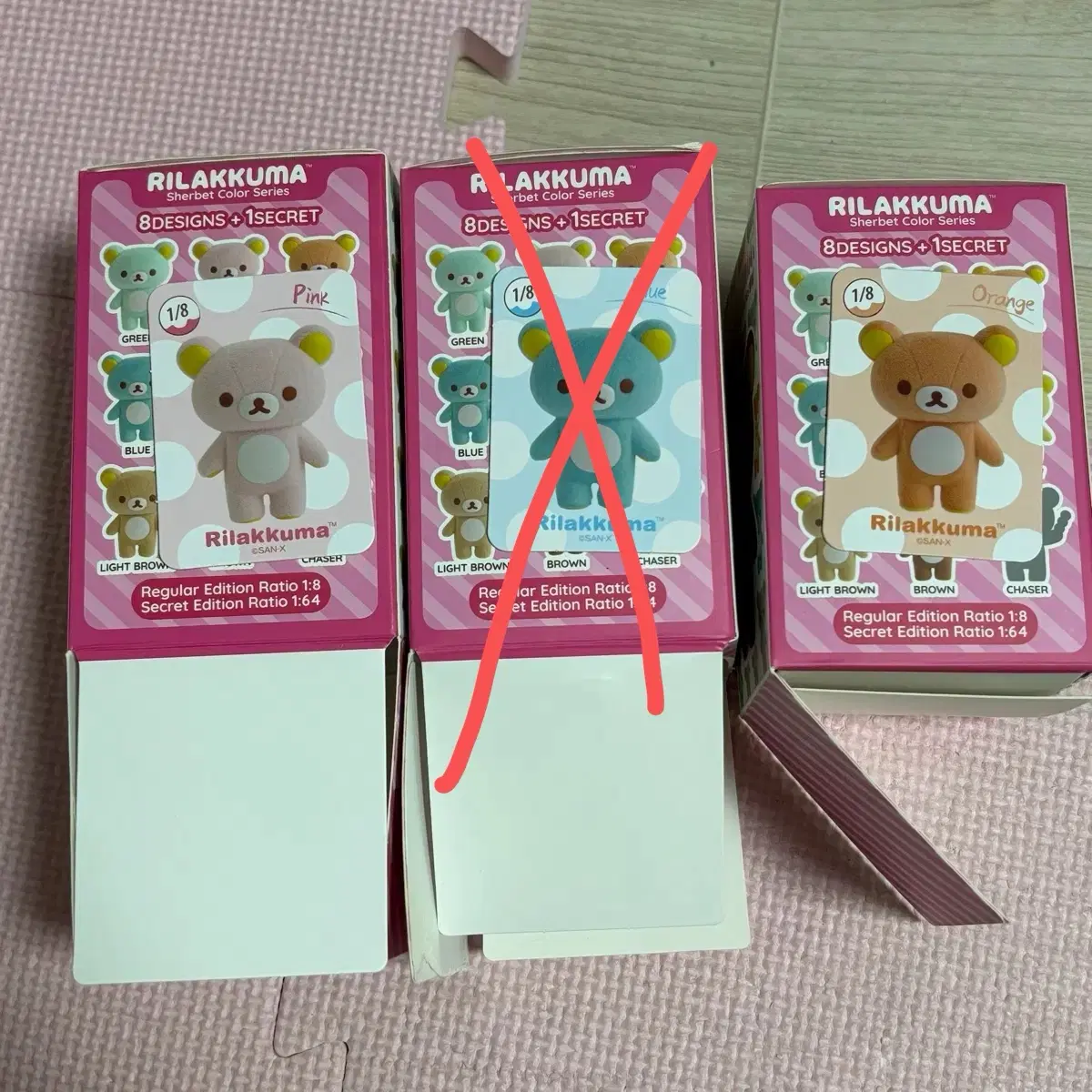 산엑스 샤베트 리락쿠마 셔벗 컬러 시리즈 피규어 핑크  오렌지