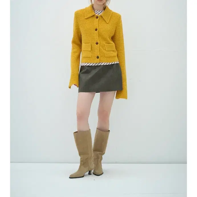 오버듀 플레어 LEATHER LOW MINI SKIRT_BROWN (M)
