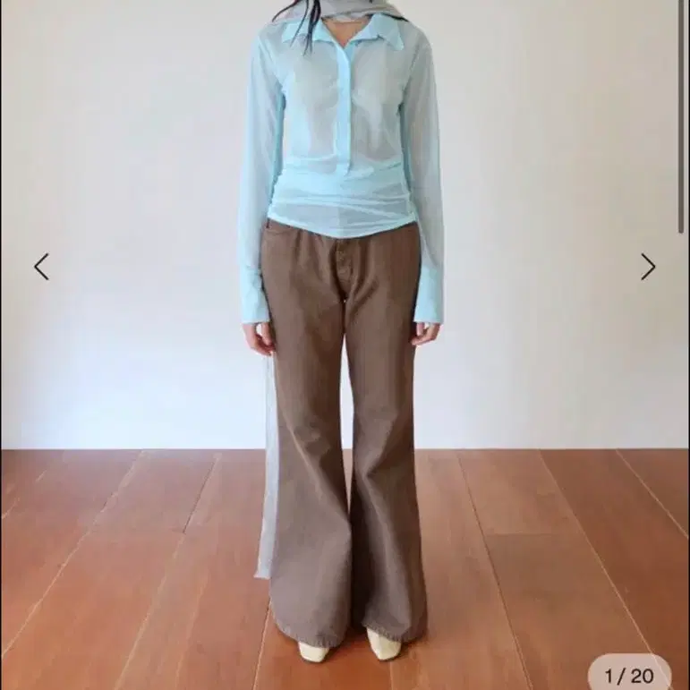 mmm corp 시스루 카라 티셔츠 see-through collar tee sky blue