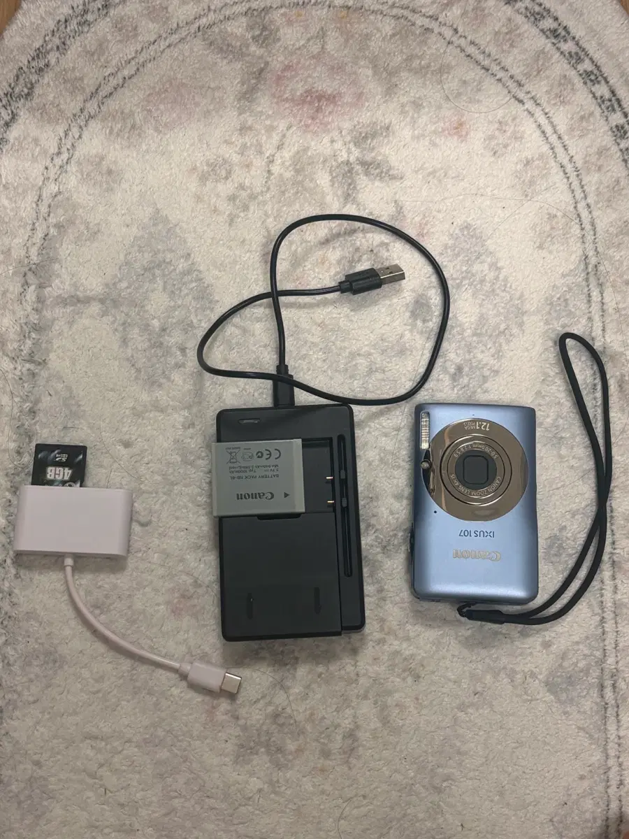 캐논 디지털 카메라 IXUS 107 블루 + 충전기 + SD카드 리더기