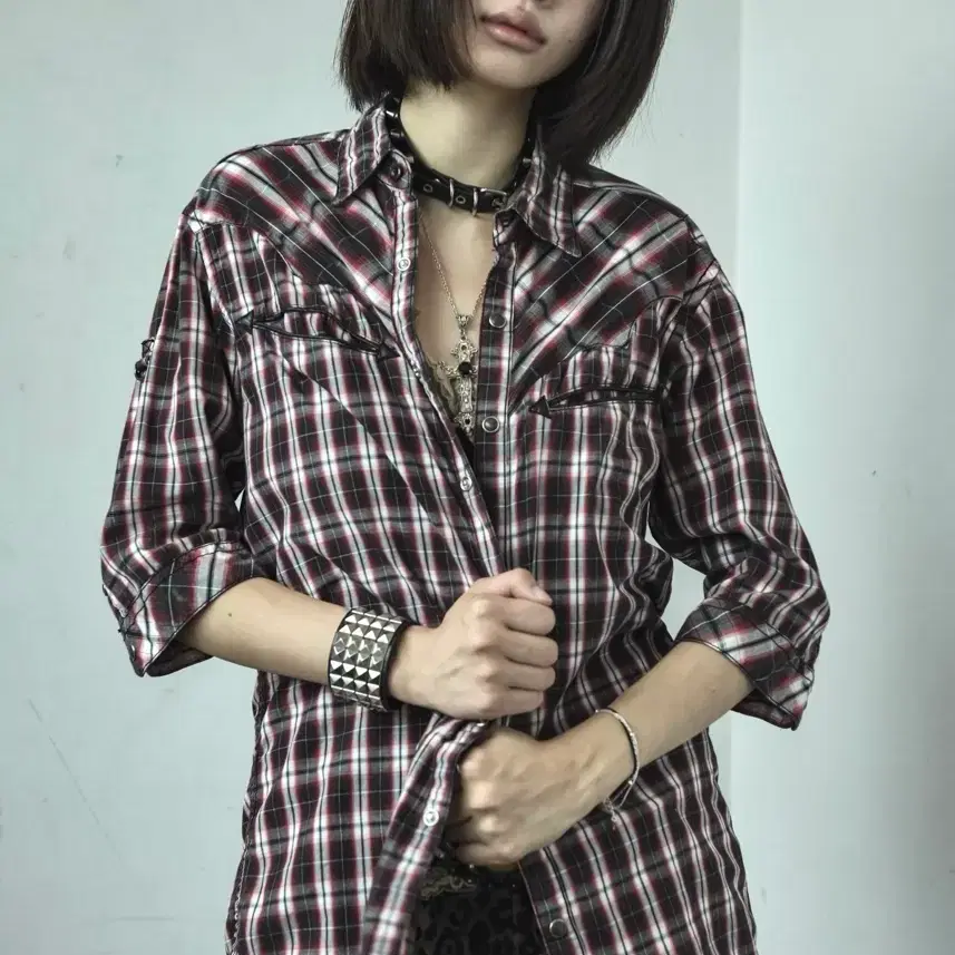 Black & Red Check Pattern Western Shirts