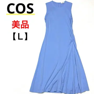 새상품급 COS 코스 비대칭 개더 롱 원피스 스카이블루 [ L ]