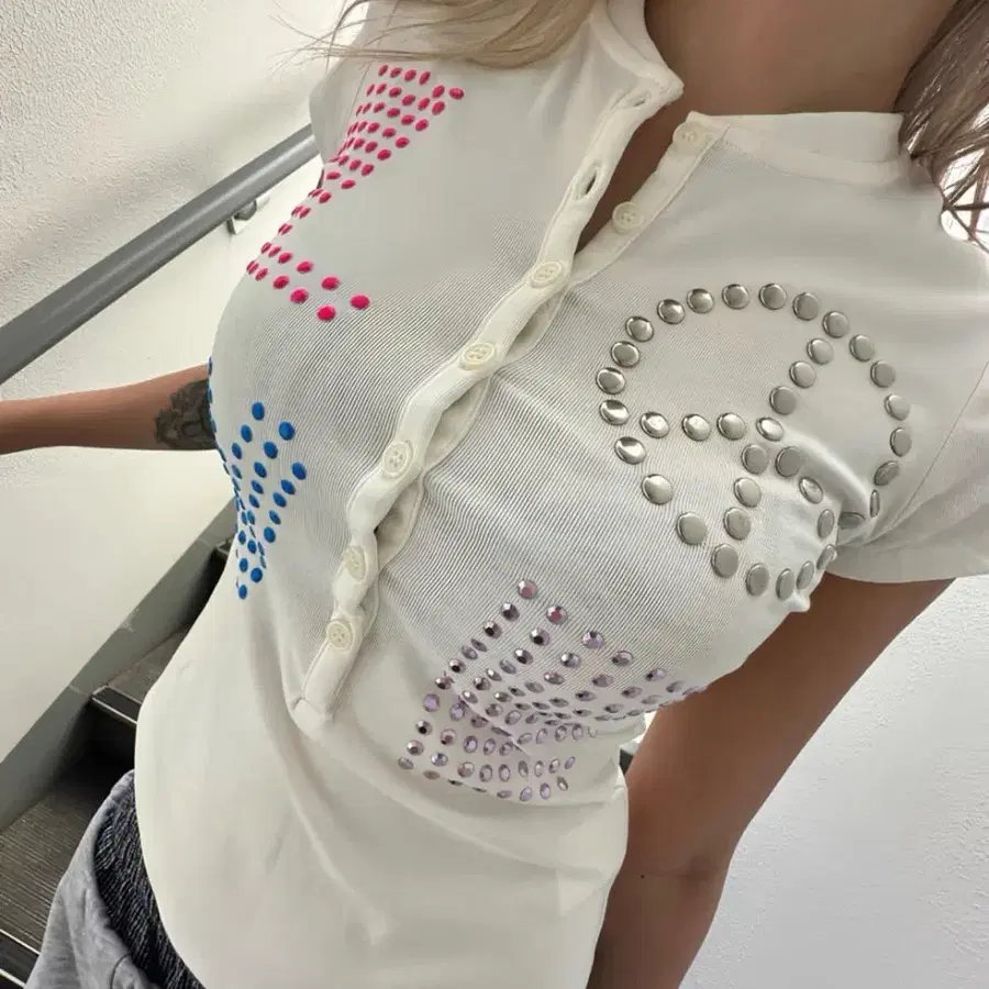 srrybabe love 핫픽스 반팔 티셔츠