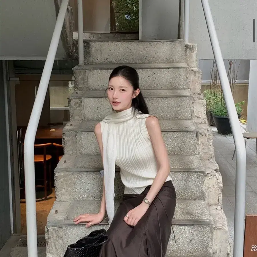(새상품) 모한 TVR 레이어드 롱 스커트 브라운 S