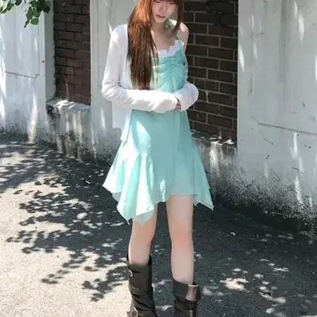 모리걸 빈티지 민트 원피스