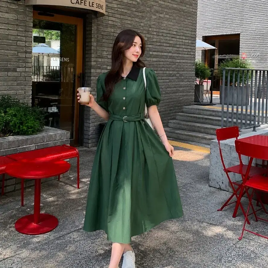 고급스러운 배색 카라 바스락원피스 / 55~정66 추천