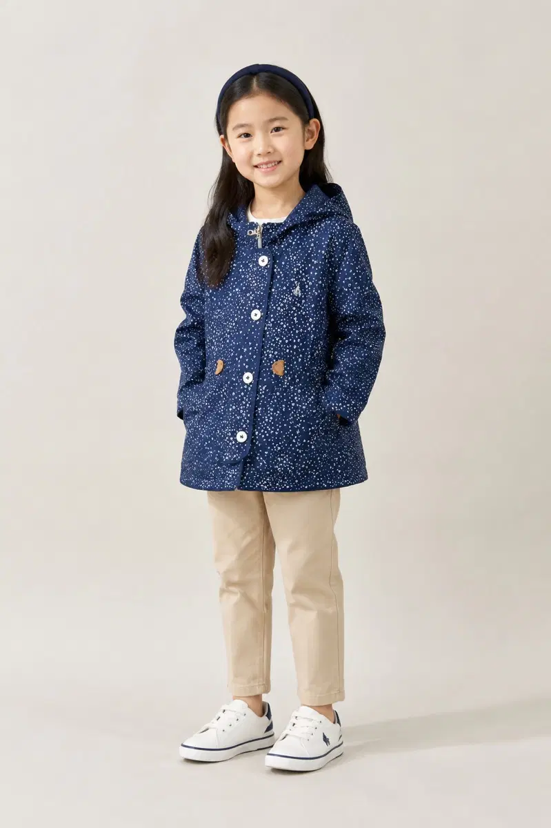 120사이즈 빈폴키즈 바람막이 플라워 정품 네이비