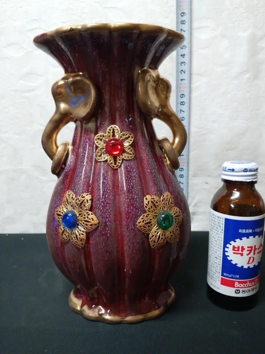 청대 보석박흰 관요 금체 화병