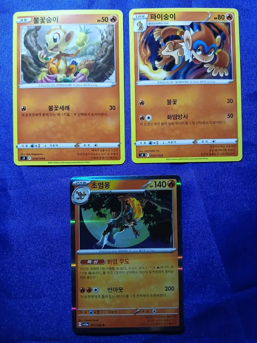 포켓몬 카드 불꽃숭이 파이숭이 초염몽 3장 일괄