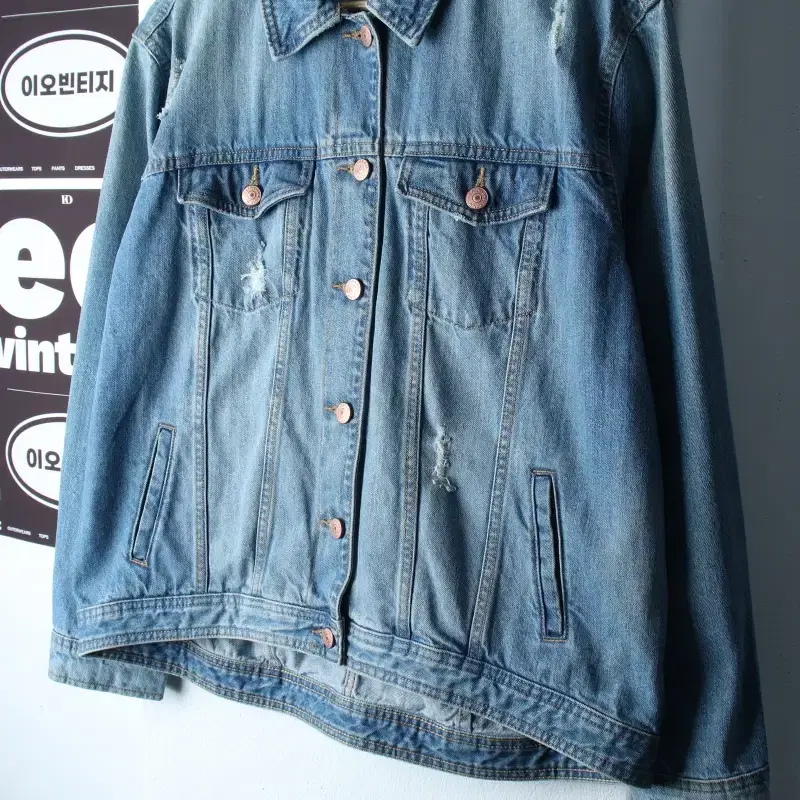 W(L-XL) 자라 집업 바람막이 점퍼자켓 데님 청 트러커-H37554