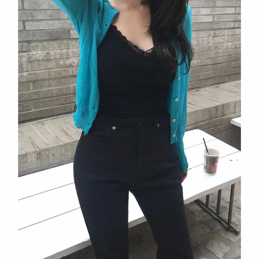 [새상품] 주미엔느 윙키 살안타 가디건 아쿠아블루