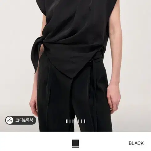 타임 레이어드 패널 드레이프 블라우스 블랙