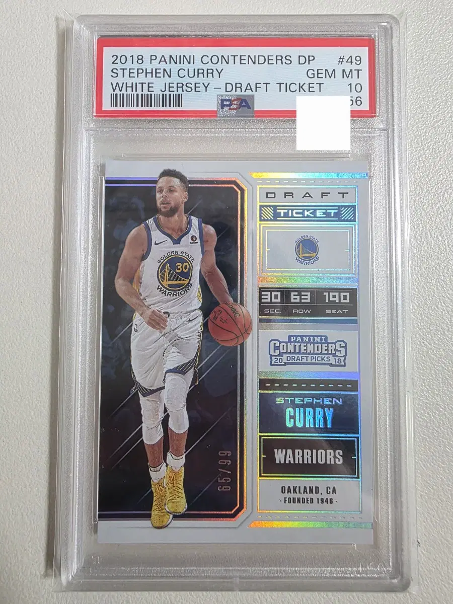 2018-19 nba 스테판 커리 파니니 컨텐더스 루키티켓 카드 psa 10