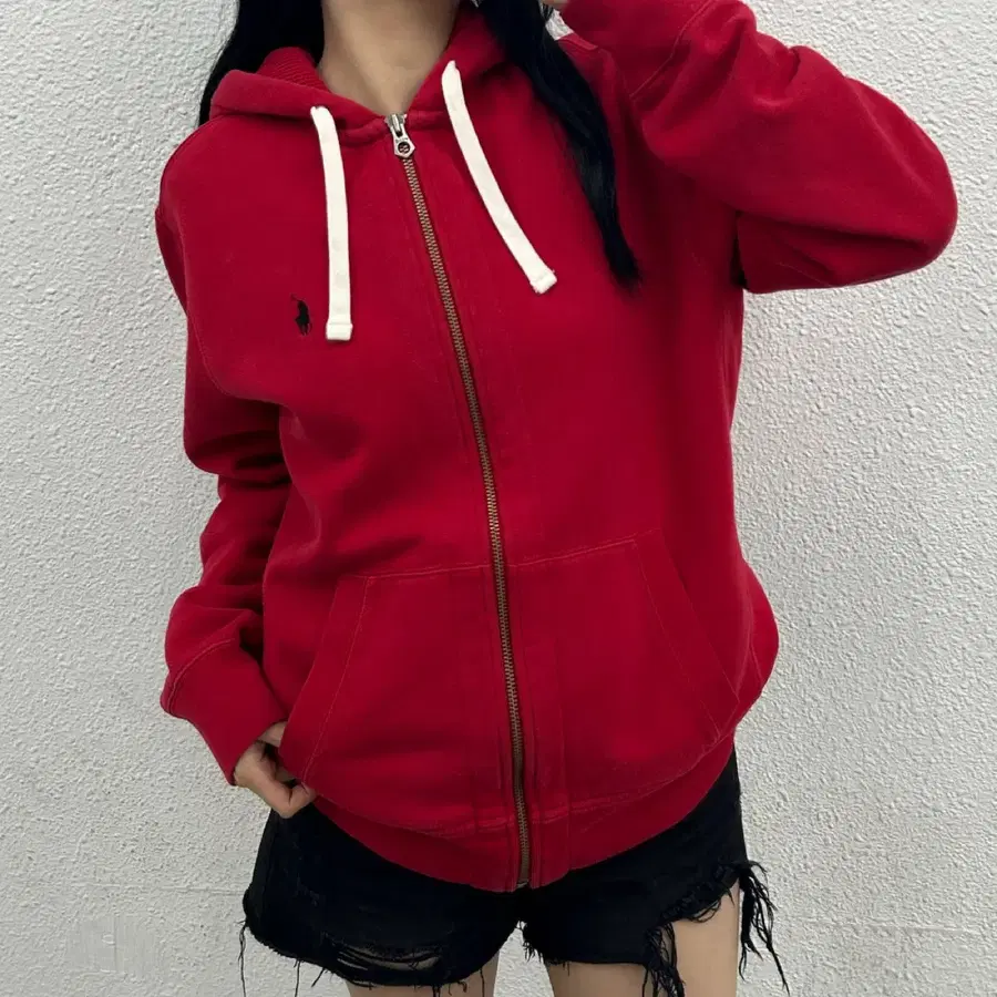 폴로 랄프로렌 네이비포니 레드 후디집업 M