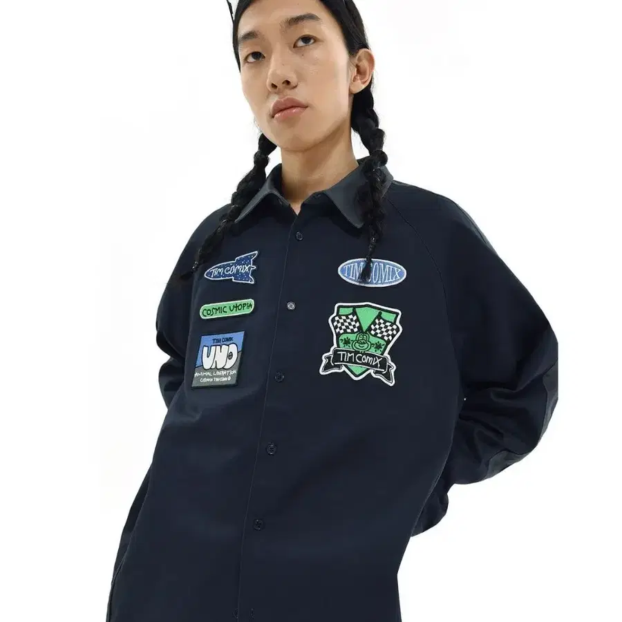 팀코믹스 와펜 레이싱 셔츠 네이비 M