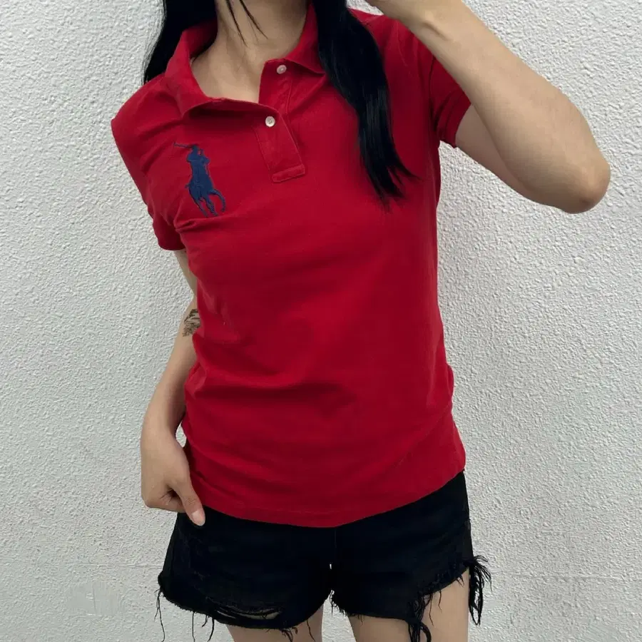 폴로 랄프로렌 US 네이비 빅포니 레드 pk반팔 M