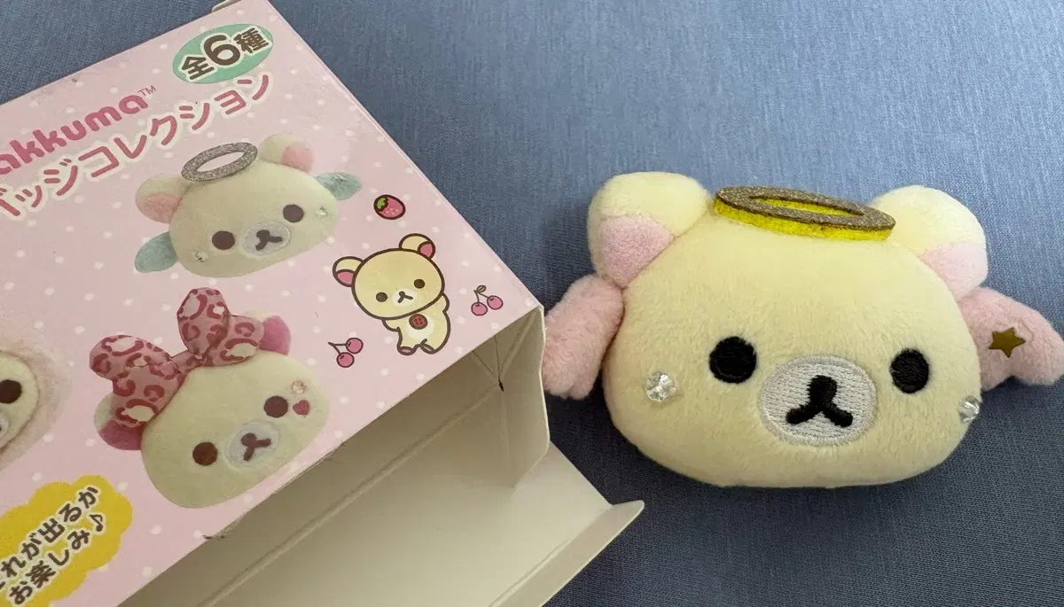 산엑스 코리락쿠마 가득 시리즈 누이구루미 인형 뱃지 컬렉션 핑크 천사