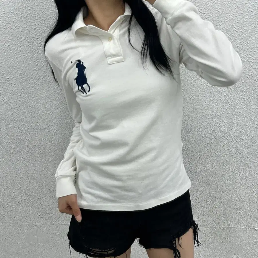 폴로 랄프로렌 네이비 빅포니 화이트 pk티 S