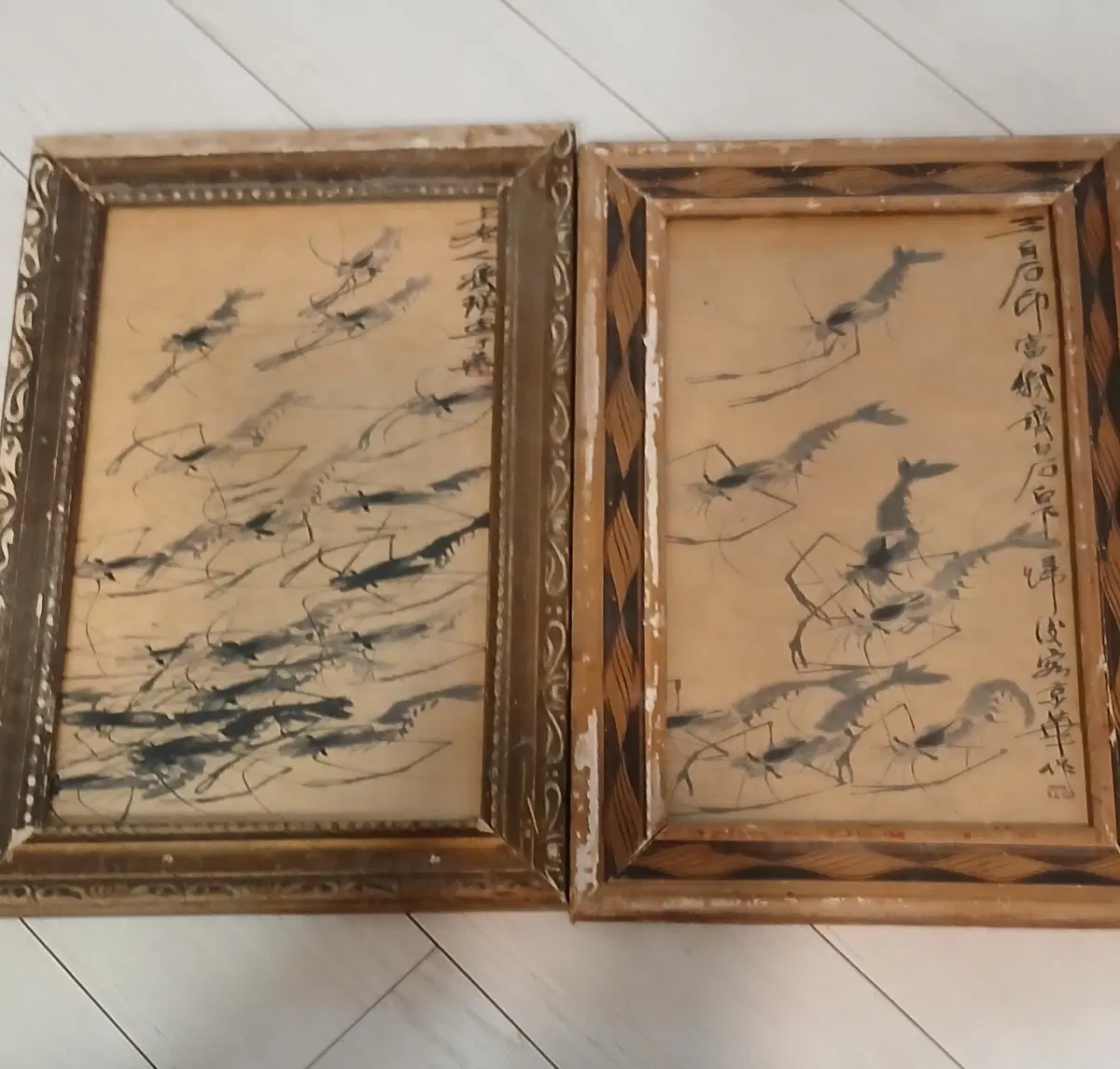 중국그림재백석새우도액자그림