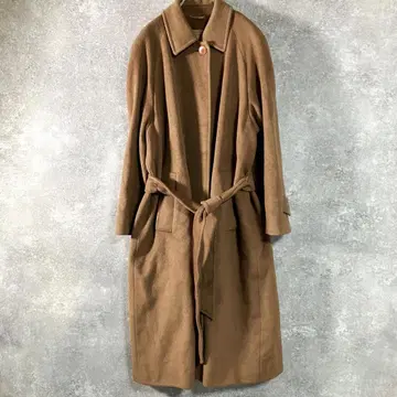 아쿠아스큐텀 울 롱 코트 카멜 롱 기장 히요쿠 버튼