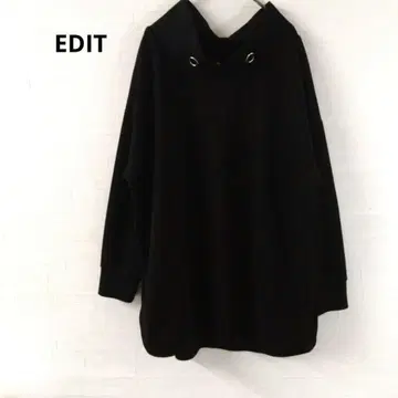 EDIT 긴팔 튜닉 블랙 아일렛 디자인 심플 L 루즈핏