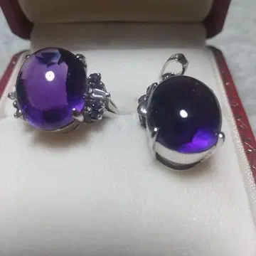 대형 자수정 반지 펜던트 탑 세트