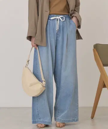 아메리칸 홀릭 이지 데님 와이드 팬츠 라이트 인디고 L