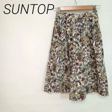 SUNTOP 꽃무늬 올 패턴 플레어 스커트 베이지 프리 안감 3587