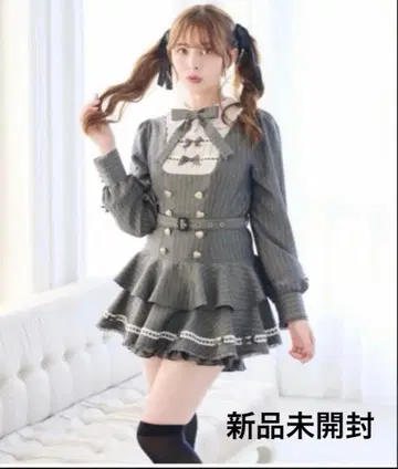 LIZLISA 핀스트라이프 2WAY 셋업 그레이 리즈리사 리본