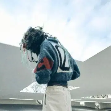 COGNOMEN MOHAIR FOOTBALL KNIT CARDIGAN