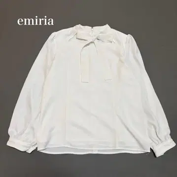 emiria [ 에밀리아 ] 긴팔 보타이 블라우스 화이트 퍼프 슬리브 오피스