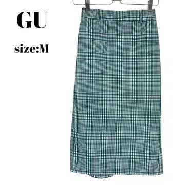 GU 지유 스커트 롱 체크 멋스러운 허리밴딩 M