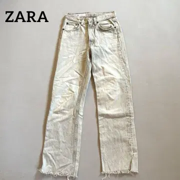ZARA 스트레이트 데님 컷오프 밑단 프린지 EUR34