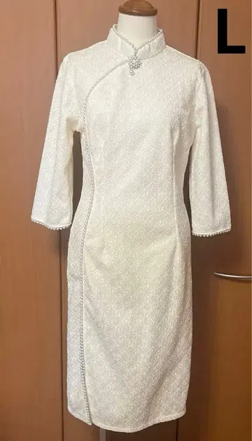 여성용 차이나 드레스풍 화이트 원피스 L