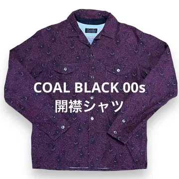 COALBLACK 00s 페이즐리 올 패턴 자수 오픈 카라 셔츠 단종품 일본제