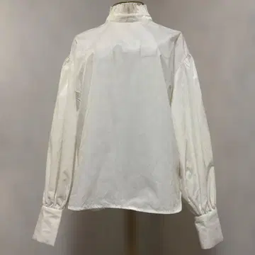 스탠드 카라 프릴 블라우스 긴팔 화이트