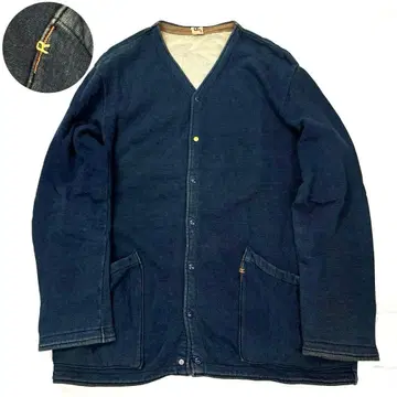 45rpm 네이비 나염 인디고 맨투맨 가디건 R 자수 V넥