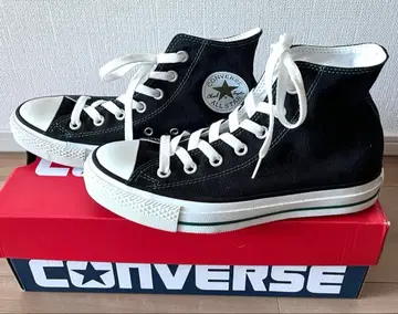 CONVERSE 하이컷 스니커즈 블랙 x 그린 스티치 24.5