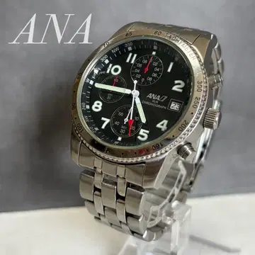 ANA SEIKO제 파이롯트 워치 손목시계 크로노그래프 새상품 배터리 작동