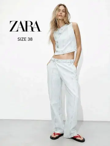 ZARA 크로스 허리 로우라이즈 데님 팬츠 38