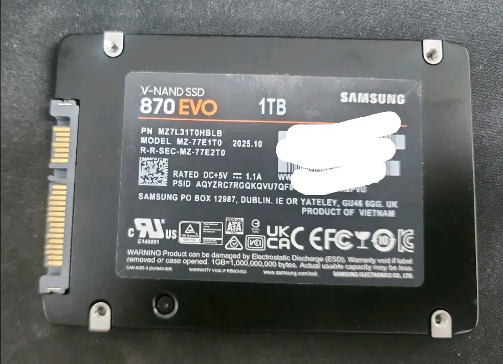 삼성전자 870 EVO SSD 1TB (1494시간)