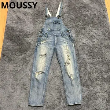MOUSSY 데님 살로펫 오버롤 데미지 가공 S 사이즈