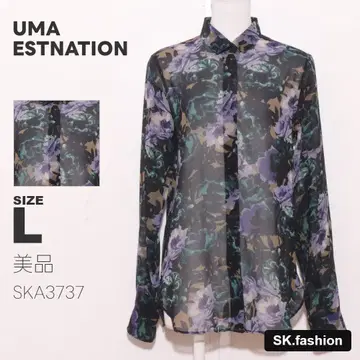 새상품급 UMA ESTNATION 상의 셔츠 긴팔 꽃무늬 올 패턴 비침